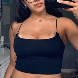 PacSun Black Fitted Crop Tank Top